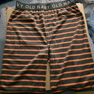 Set of 2 Old Navy Unisex Shorts XL (14-16) Gray Orange Striped Flame Resistant